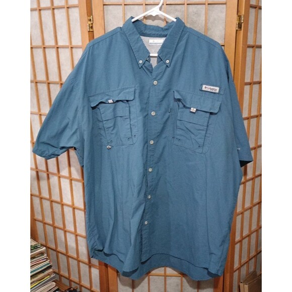 Columbia PFG Blue Omni-Shade Fishing Shirt Men’s XXL – Tactel Nylon Vented SS - Picture 1 of 14
